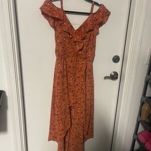 Orange High Low Ruffled Sundress